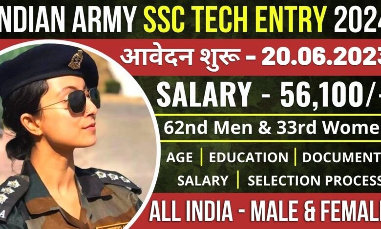 Indian Army SSC Tech 62nd & 33rd Recruitment 2023 | SSC Tech Entry Online Form 2023 | Notification